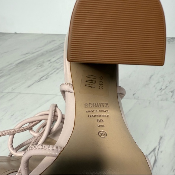 Schutz Pink Block Heel Sandal 9B - Picture 11 of 14